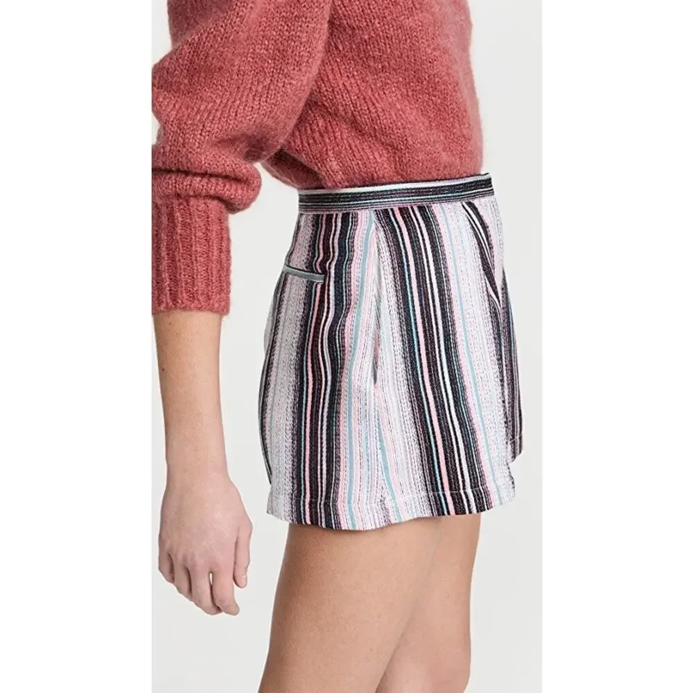 IRO Tolie Pleat Front Short Stripe High-Waist‎ Shorts